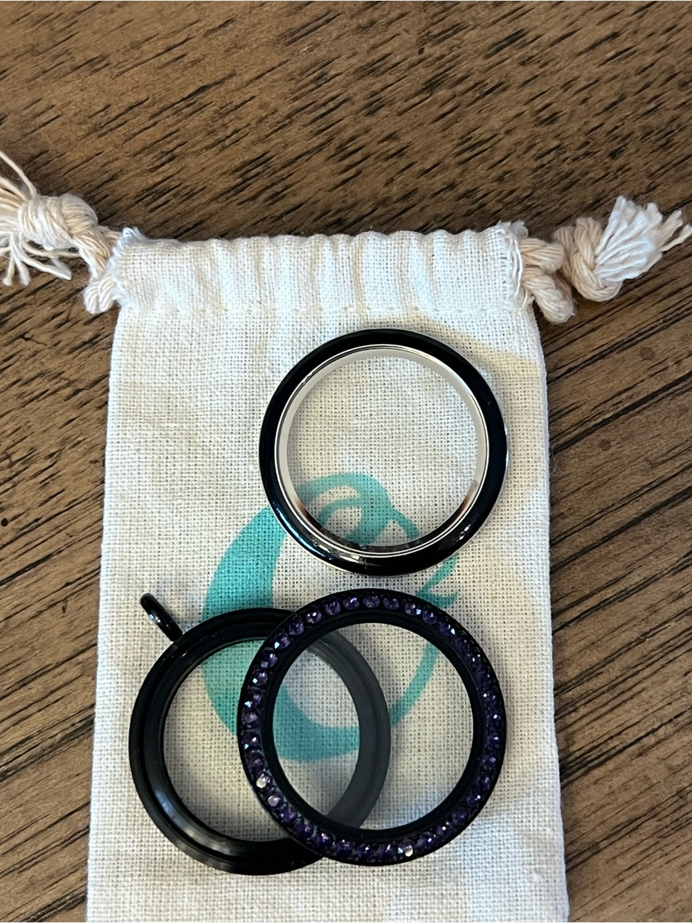 Origami Owl Black and Purple Interchangeable Locket Twist Faces